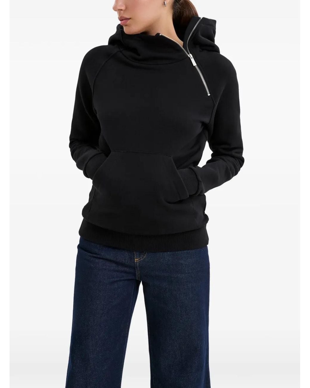 MARCELLA Black Booth Diagonal-Zip Hoodie