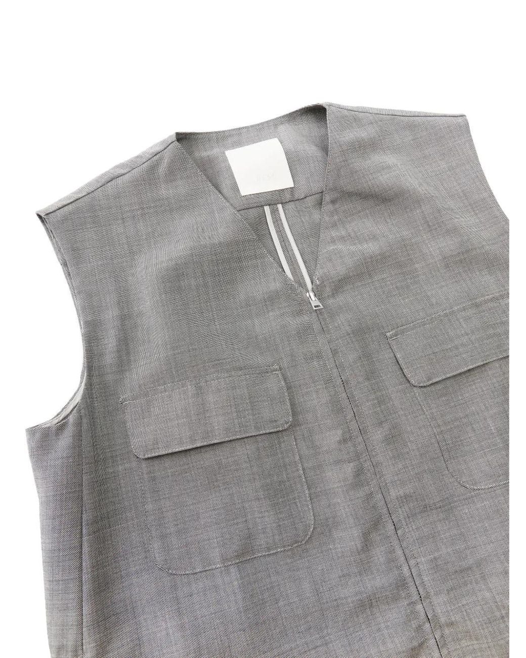 JNBY Gray Zip-Up Multi-Pocket Vest