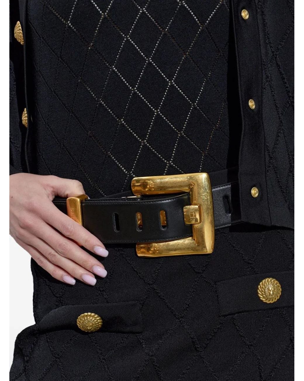 Balmain Black Ceinture À Logo Gravé
