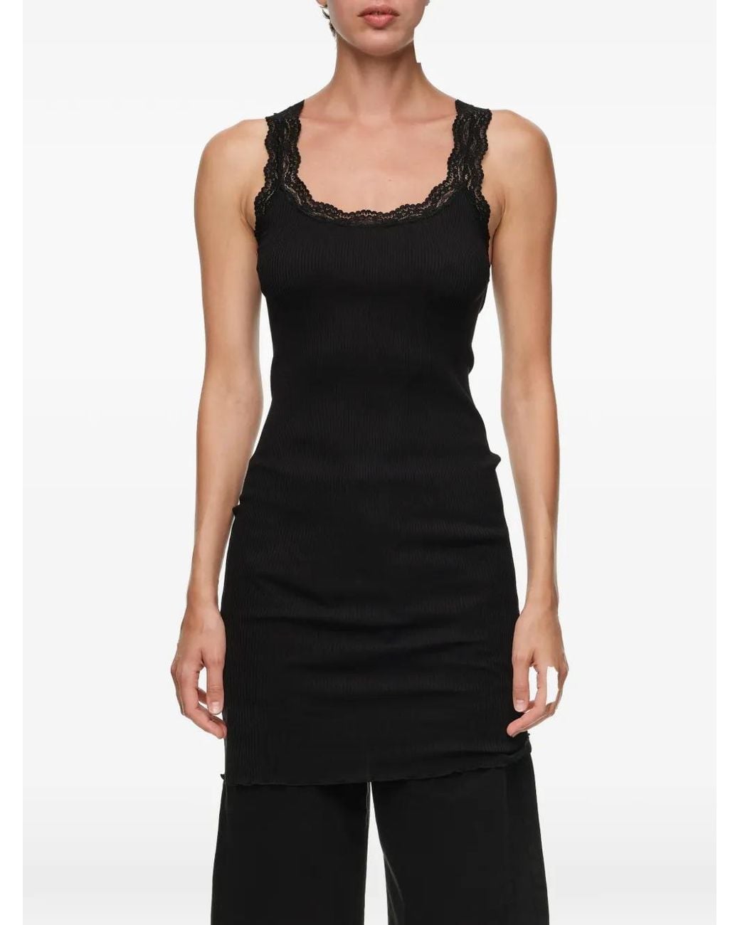Bimba Y Lola Black Long Ribbed Vest Top