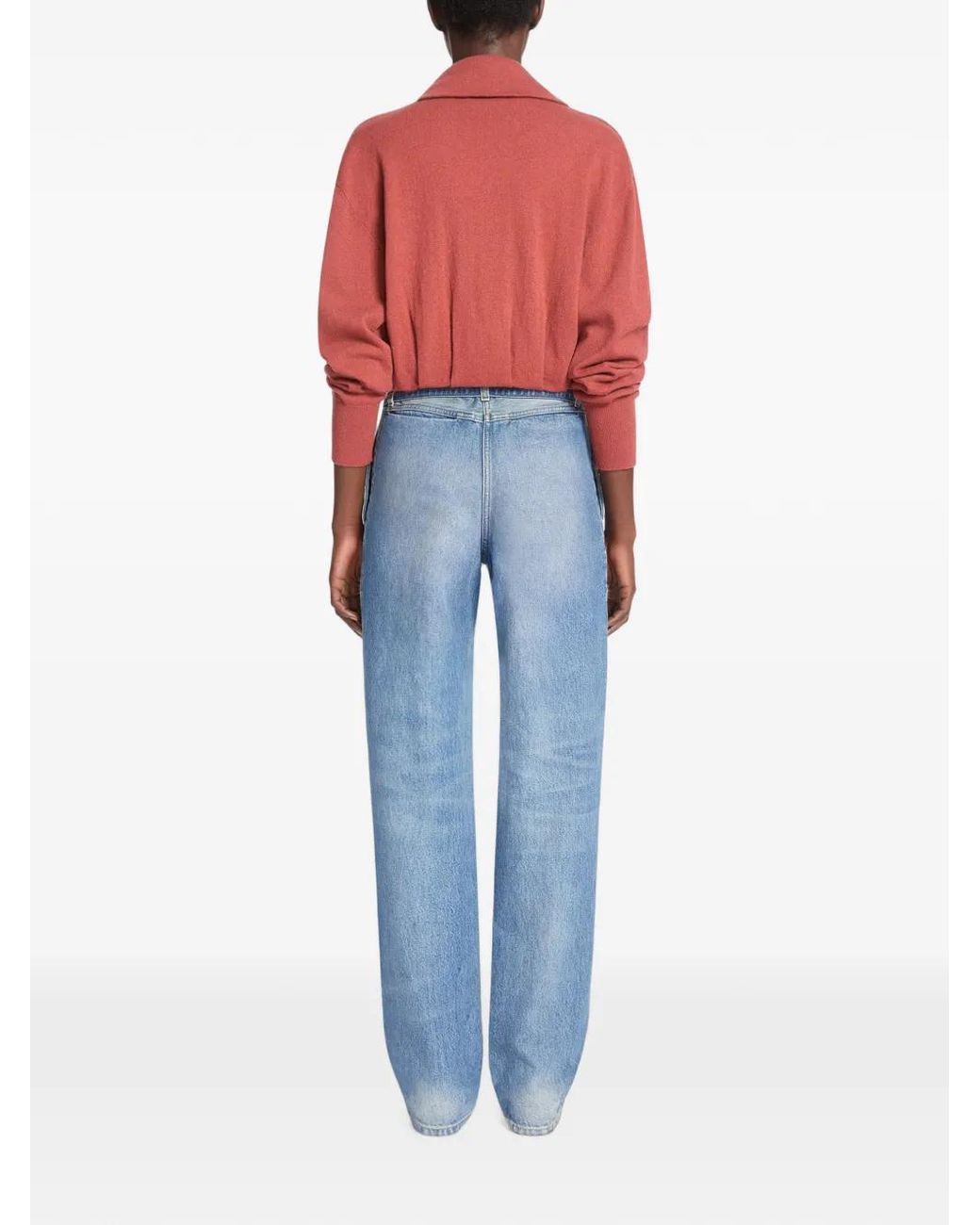 Dries Van Noten Blue Belted Straight-Leg Denim Pants