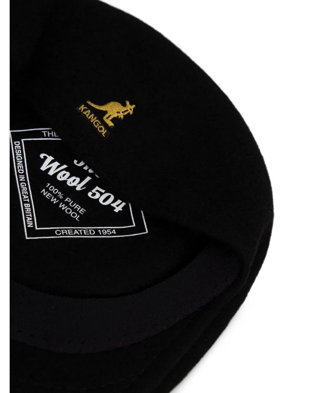 Kangol Black Wool 504 Logo-Embroidered Flat Cap for men