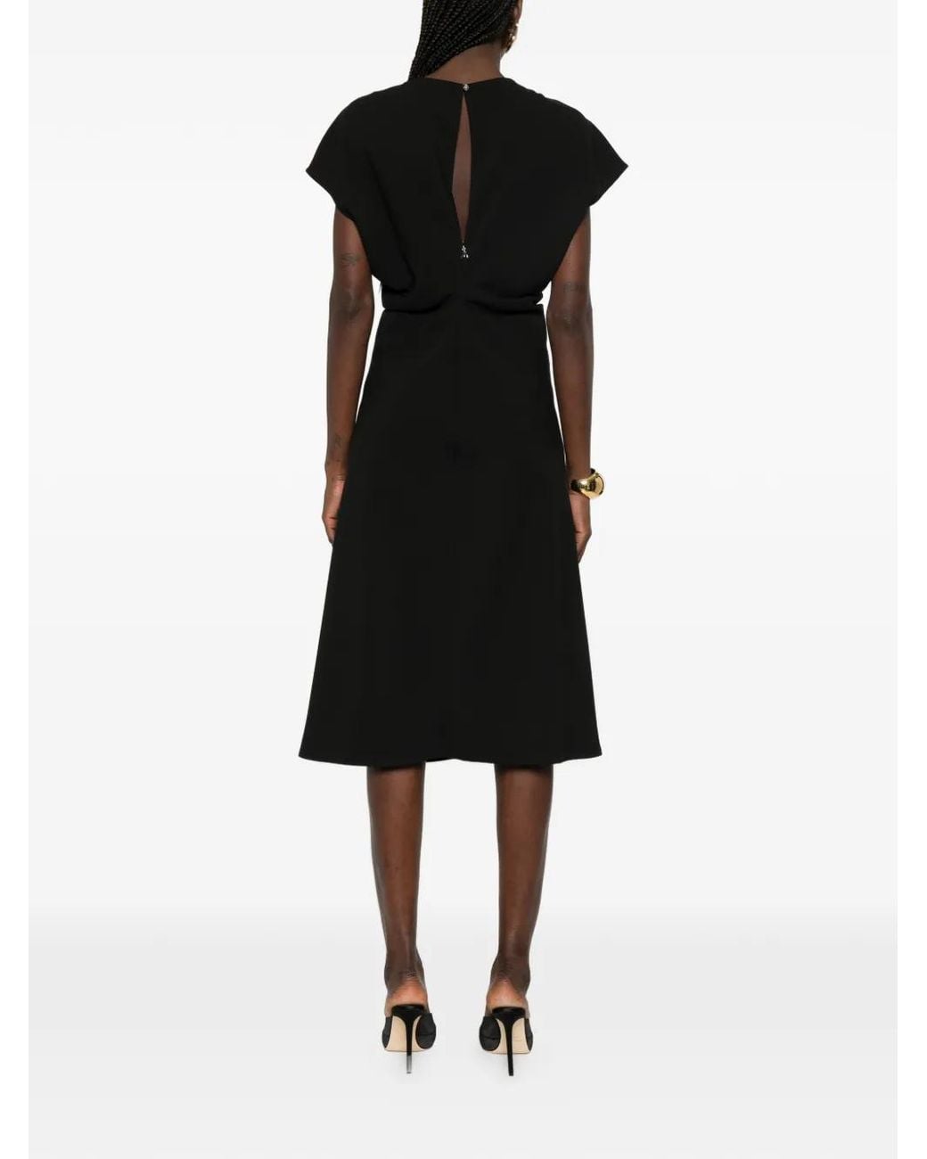 Patrizia Pepe Black Robe Mi-Longue À Design Sans Manches