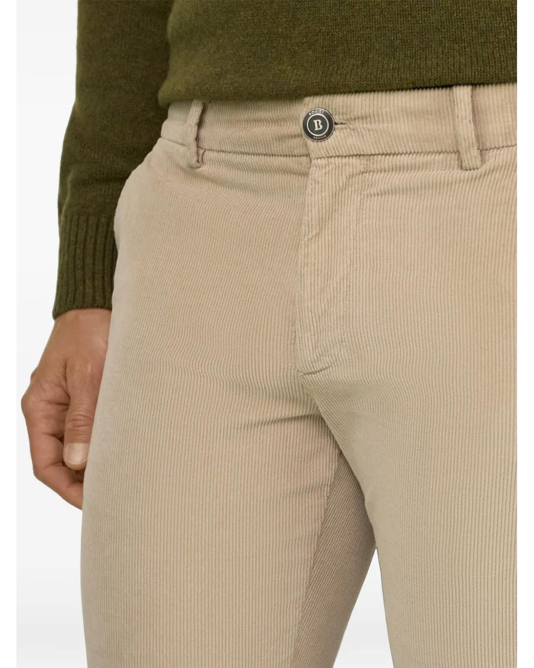 Boggi Natural Stretch Velvet Trousers for men