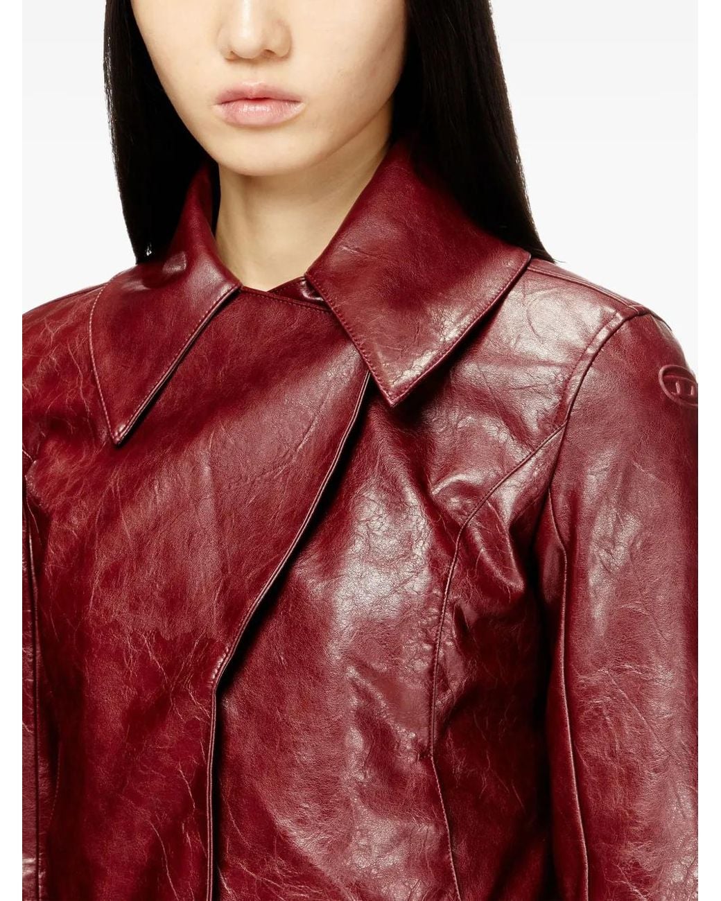 DIESEL Red Faux Leather Jacket