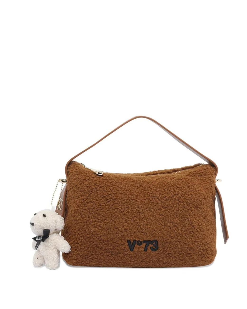 V73 Brown Small Teddy-Charm Shoulder Bag