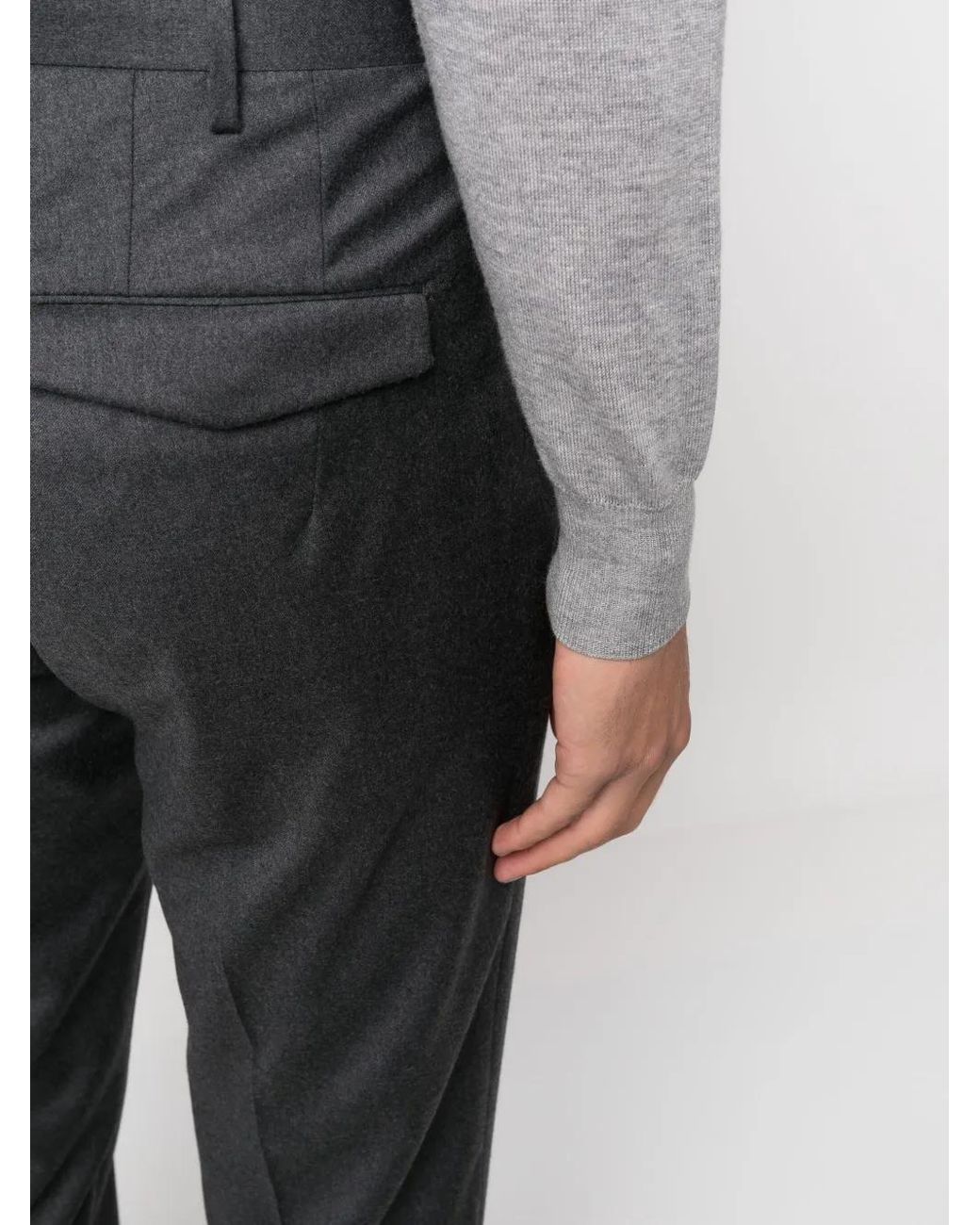 PT Torino Gray Mid-Rise Tailored Trousers for men