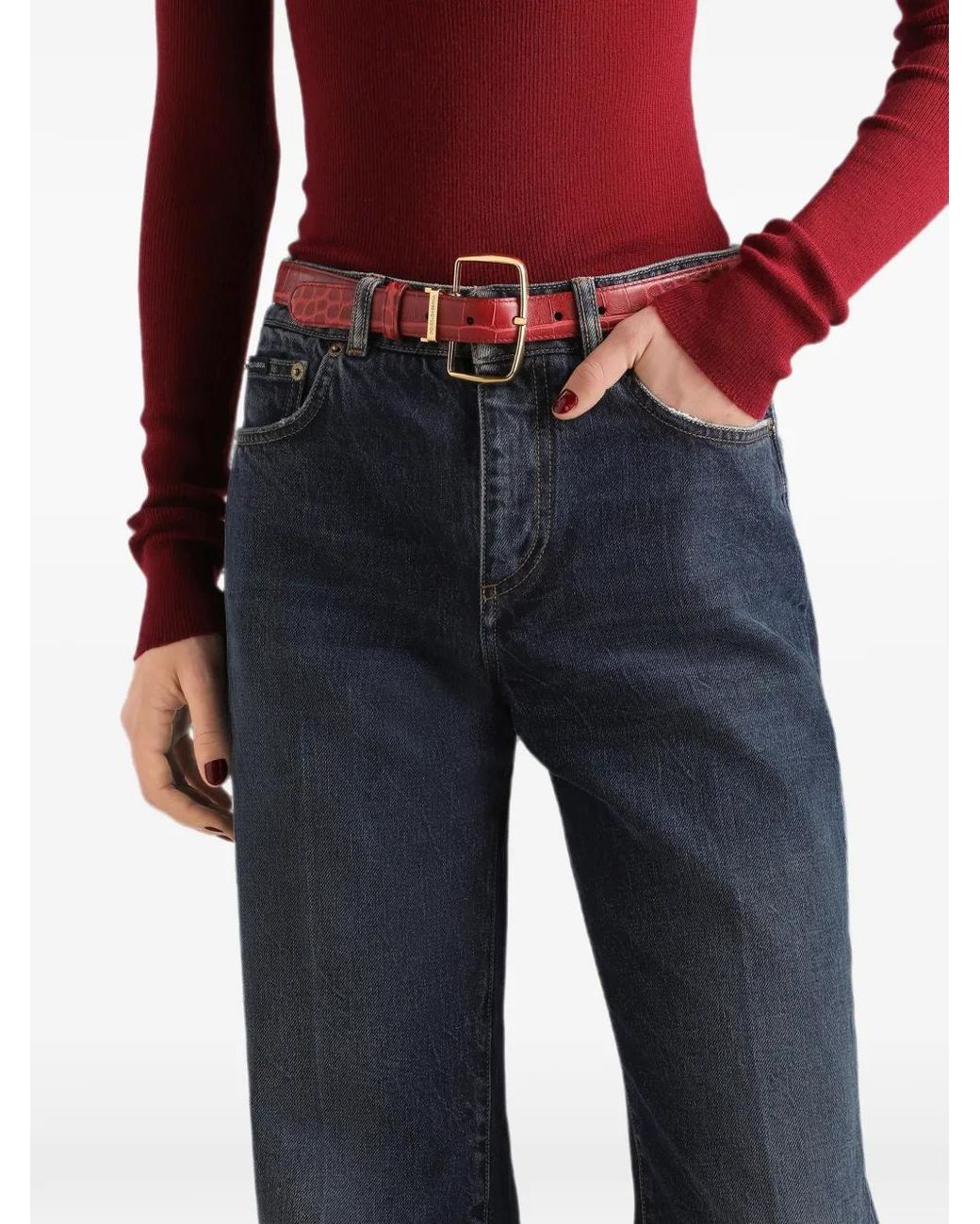 Dolce & Gabbana Blue Classic Straight-Leg Jeans With Front Button & Zip, Five-Pocket Styling