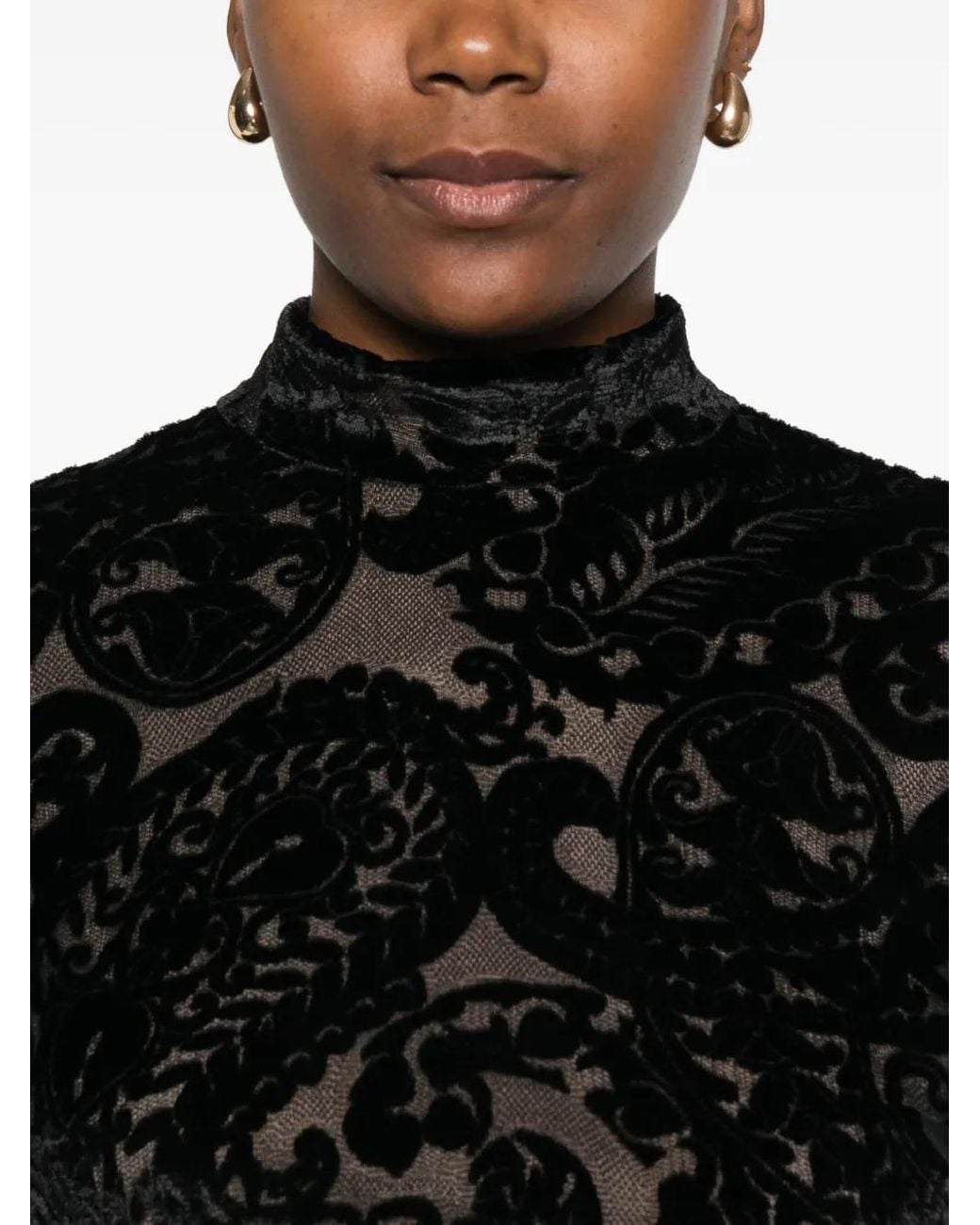 Etro Black Paisley-Pattern Velvet Dress
