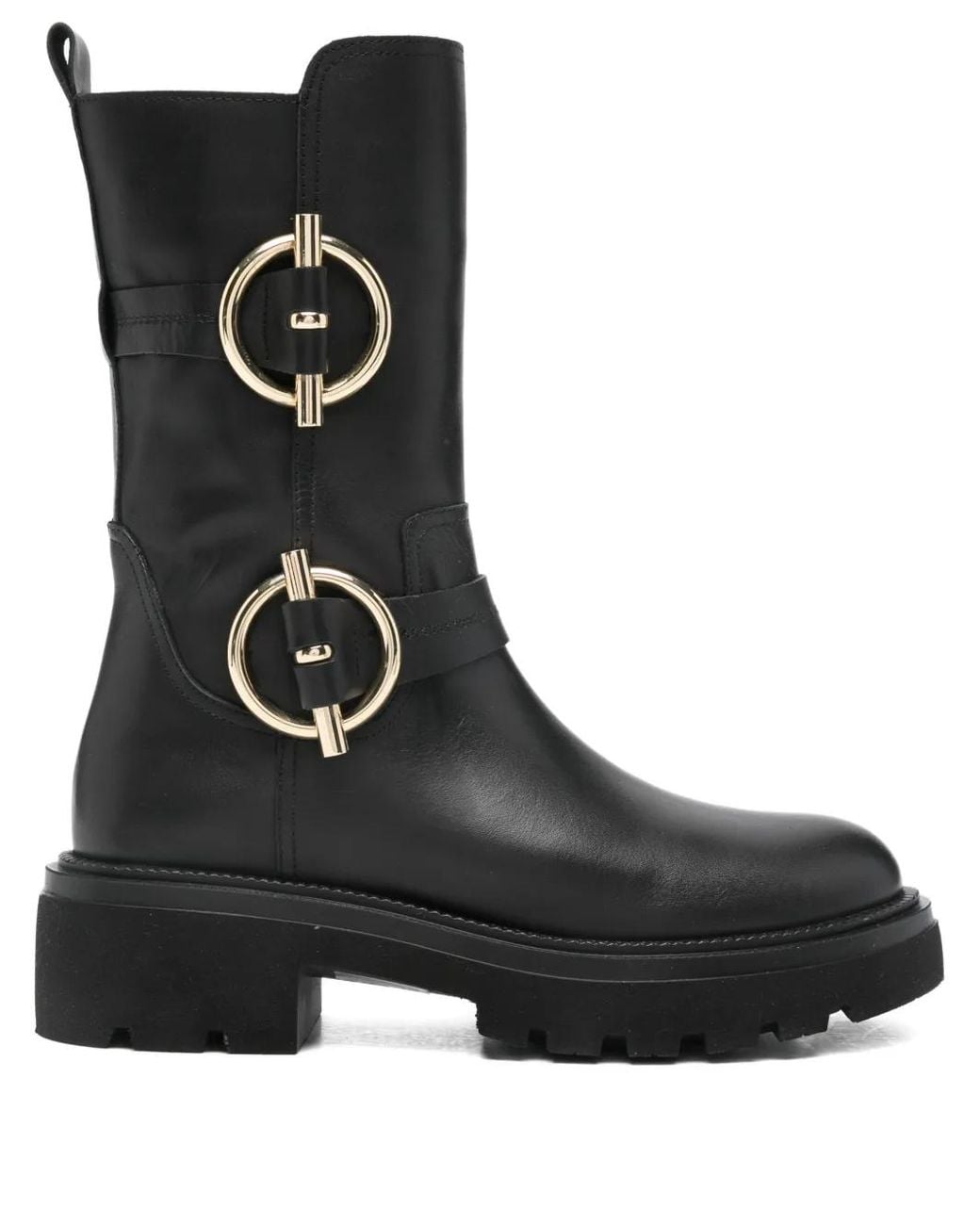 Albano Black Buckle-Strap Boots