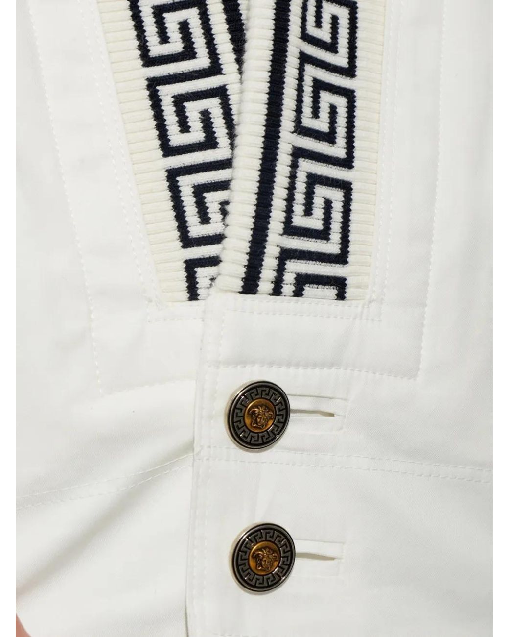 Versace White Greek Pattern Relaxed-Fit Jacket