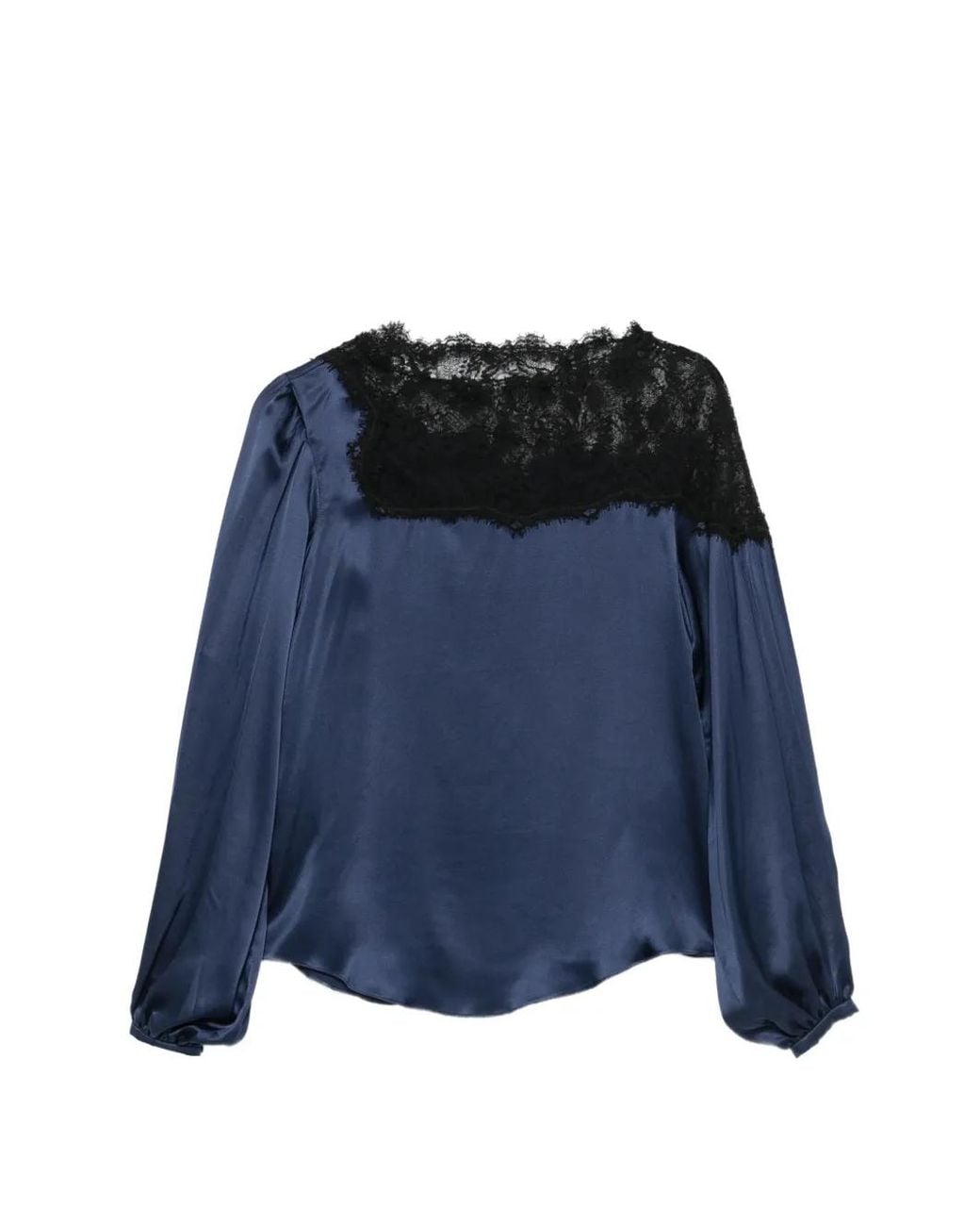 Isabel Marant Blue Azare Lace-Trim Silk-Blend Blouse