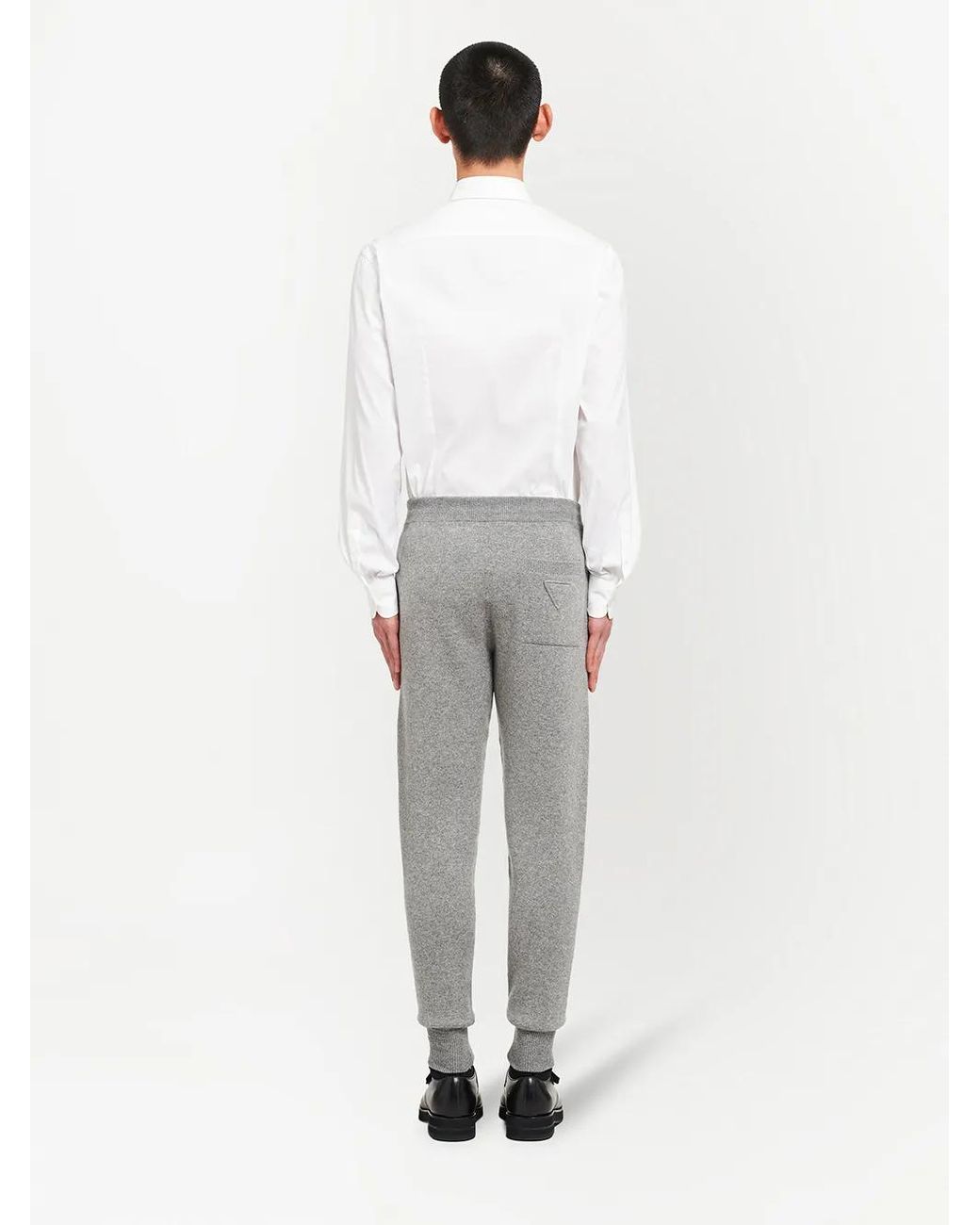 Prada Gray Cashmere Knitted Track Pants for men