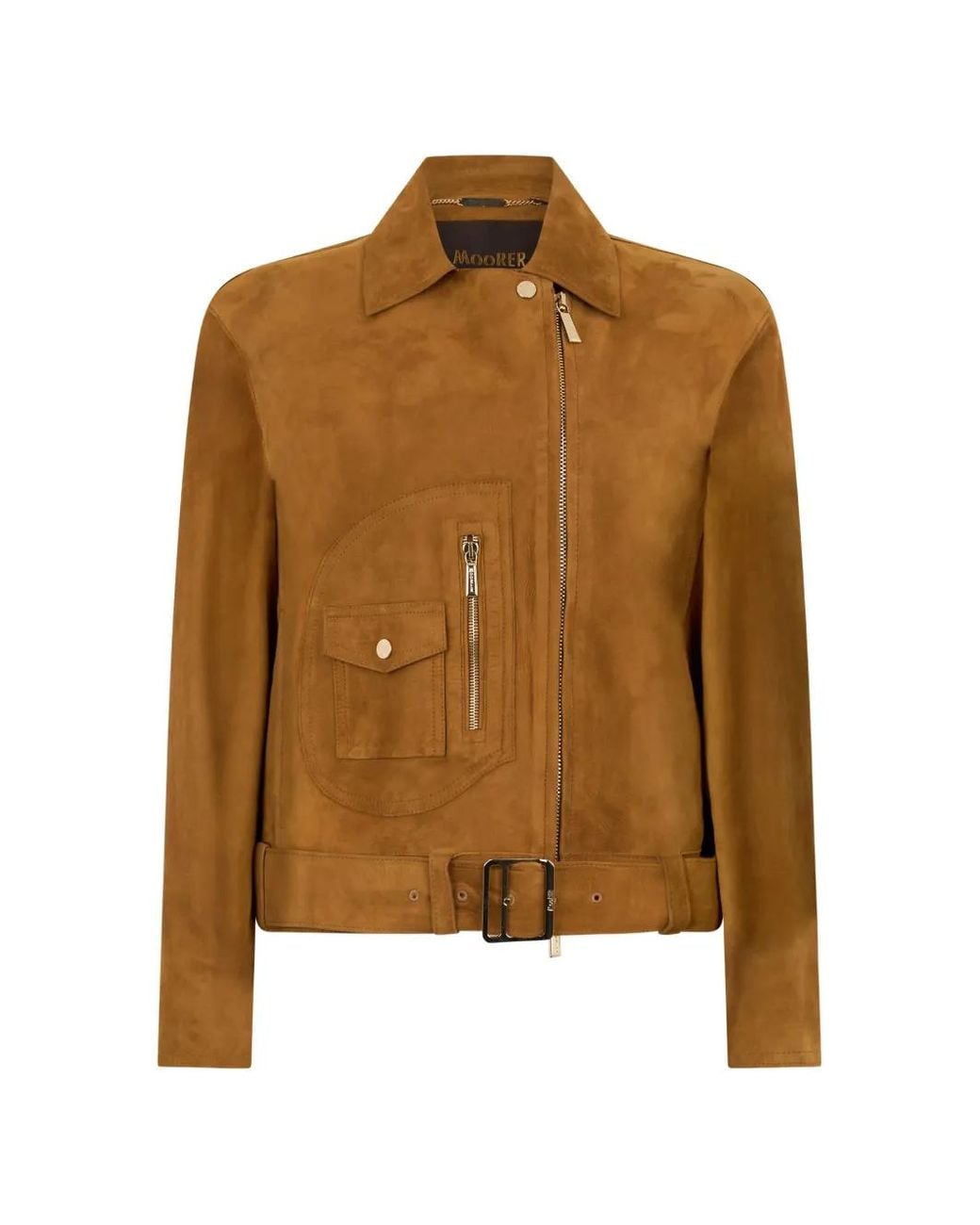 Chaqueta De Ante Con Cinturón Moorer de color Brown