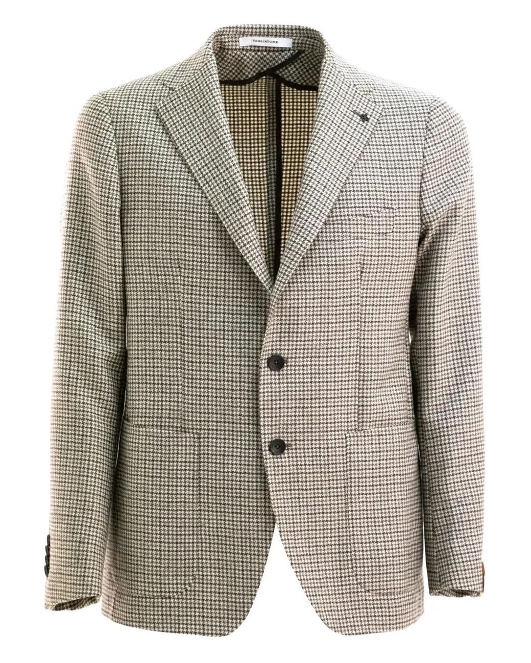 Tagliatore Gray Houndstooth Button Jacket for men