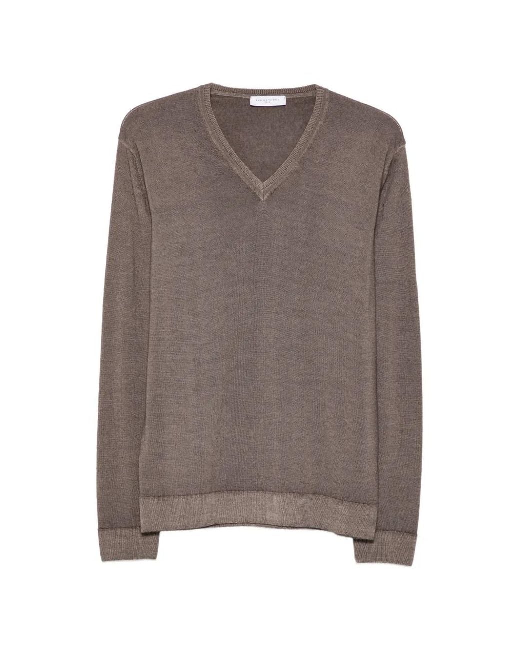 Daniele Fiesoli Brown V-Neck Long-Sleeve Sweater for men