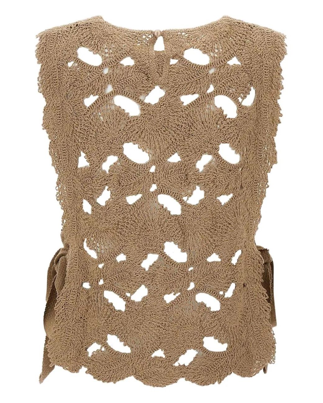 Kangra Brown Crochet-Knit Top