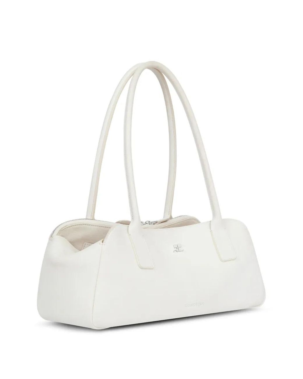 Courreges White Strip Leather Shoulder Bag