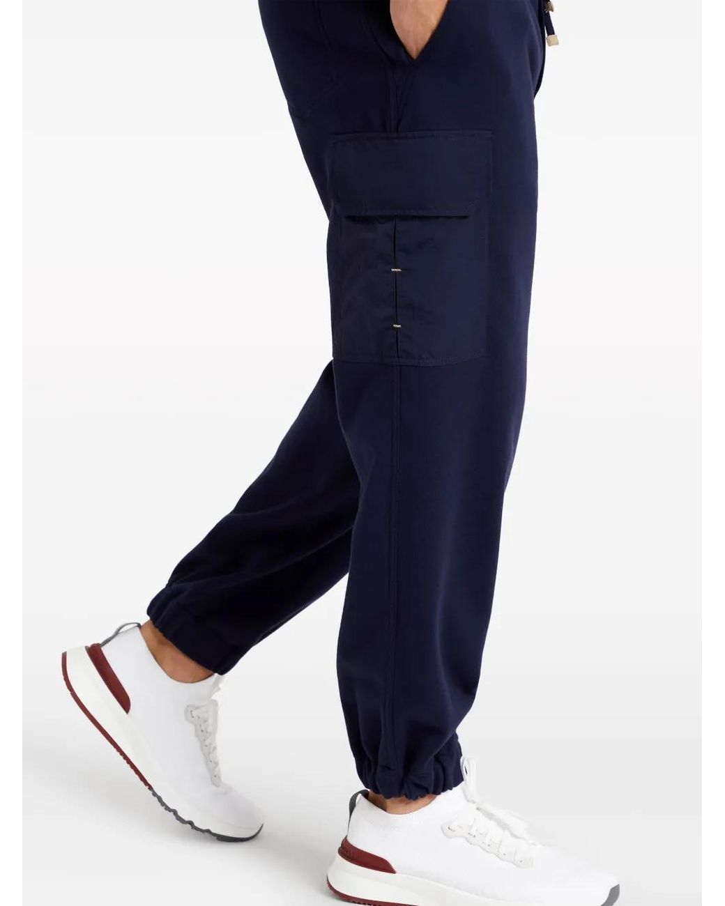 Brunello Cucinelli Blue Straight-Leg Cotton-Blend Track Pants for men