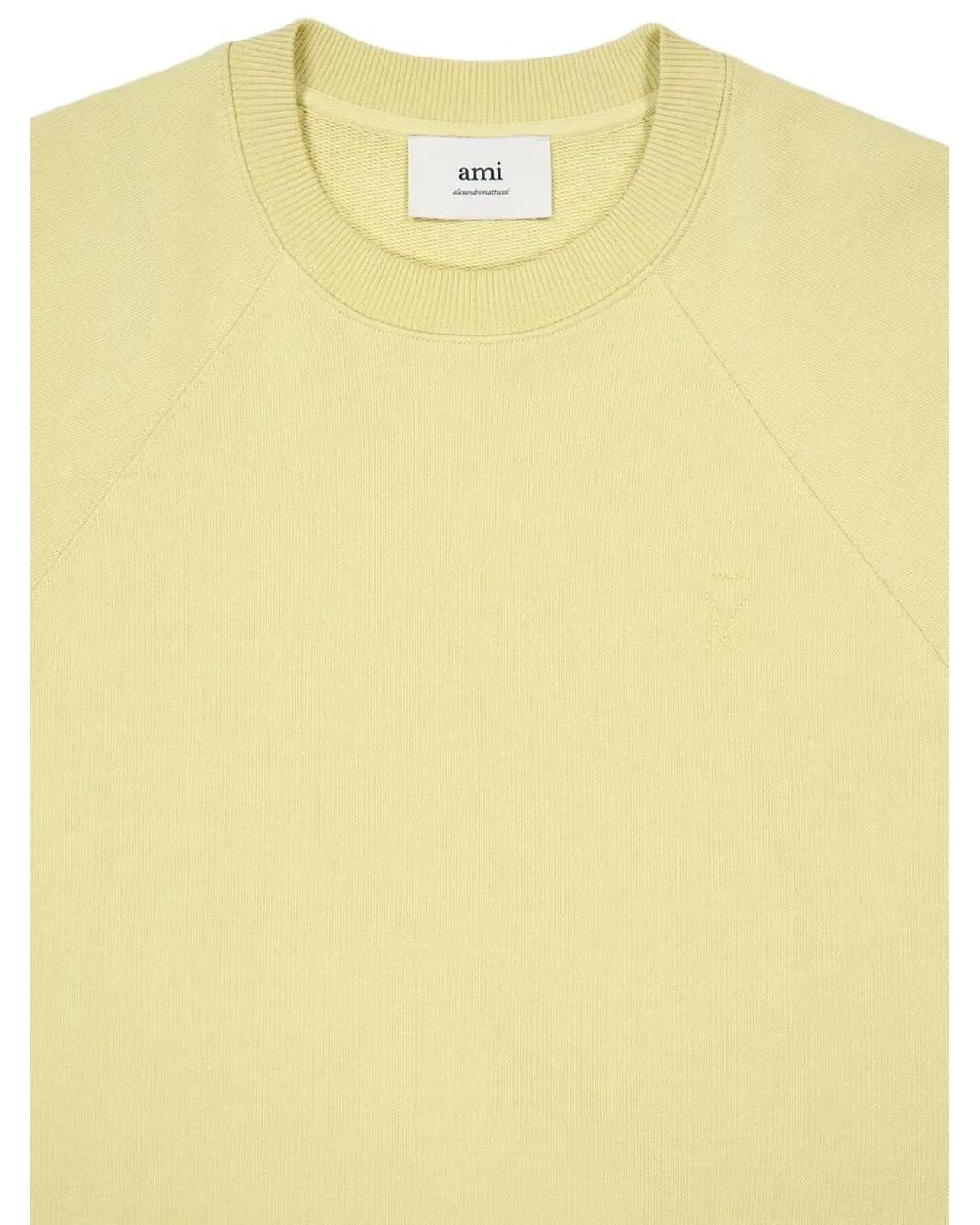 AMI Yellow Crewneck Logo Sweatshirt for men