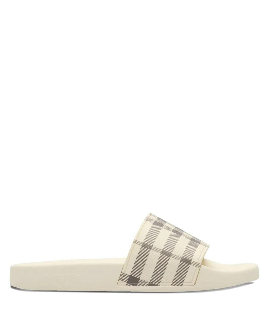 Burberry White Karierte Pantoletten