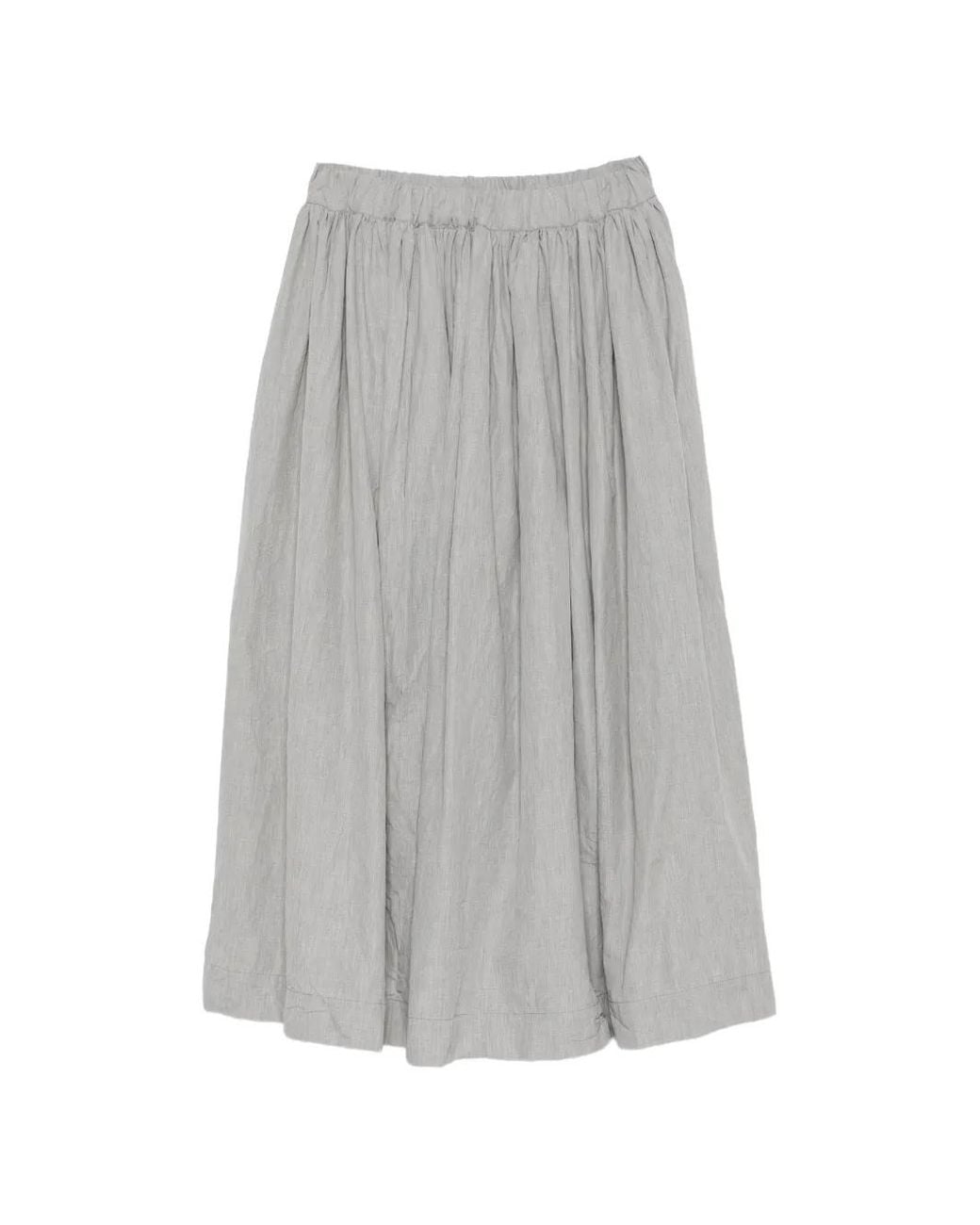 Daniela Gregis Gray Pleated Cotton Midi Skirt