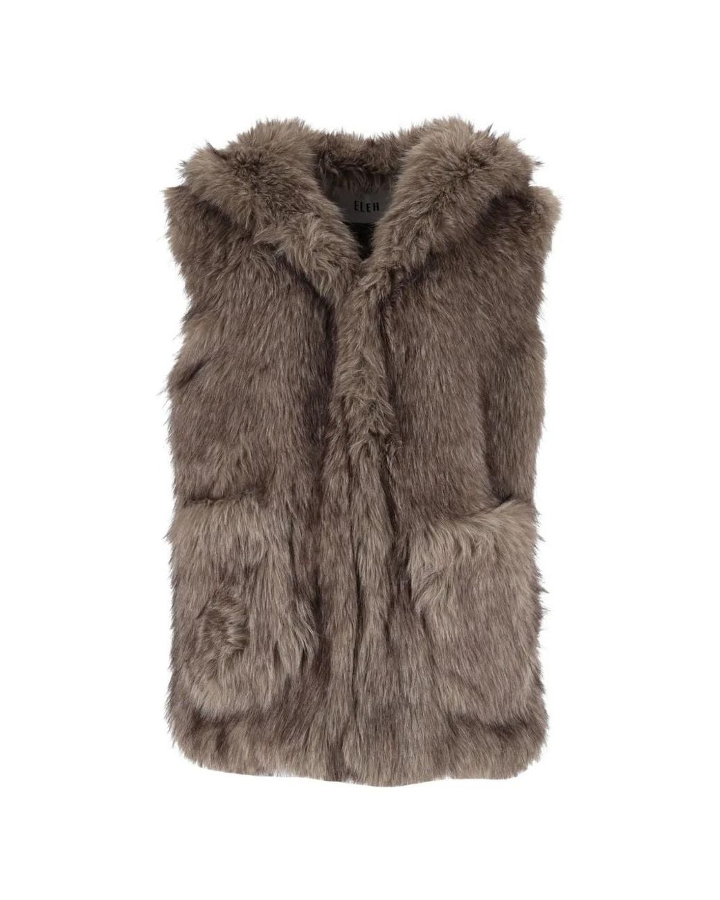 ELEH Brown Faux-Fur Hooded Gilet