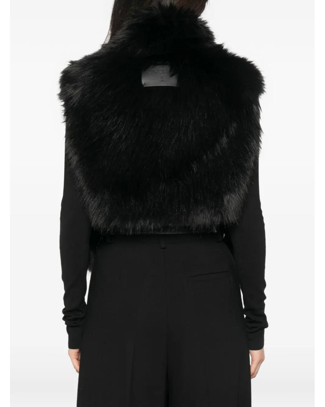 Patrizia Pepe Black Faux-Fur High-Neck Gillet