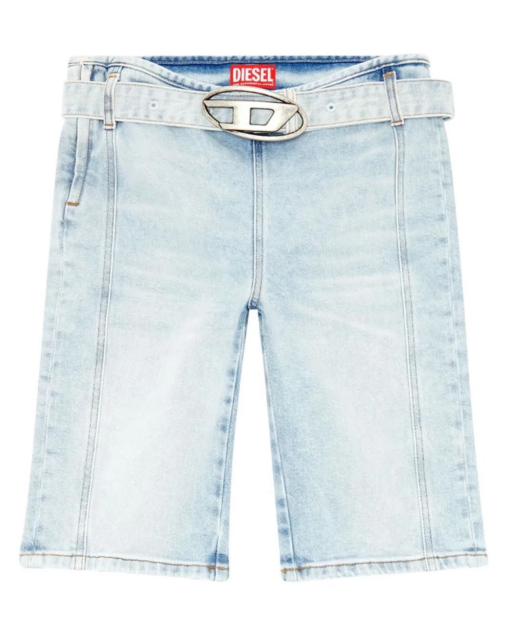 DIESEL Blue De-Ginny-S Cycling Shorts With Logo Buckle