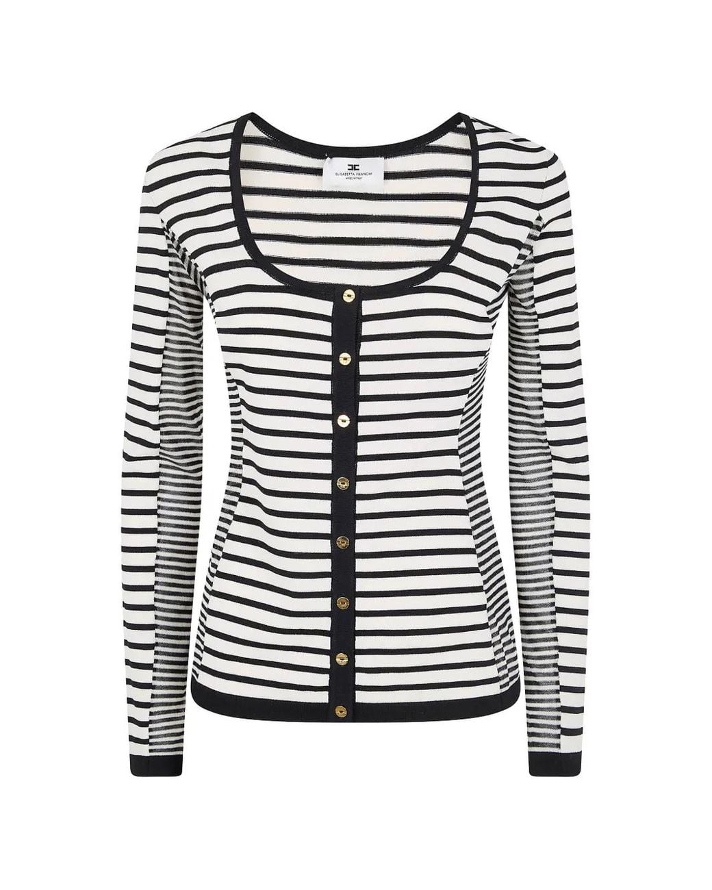 Elisabetta Franchi Black Tricot Squared Neck Sweater