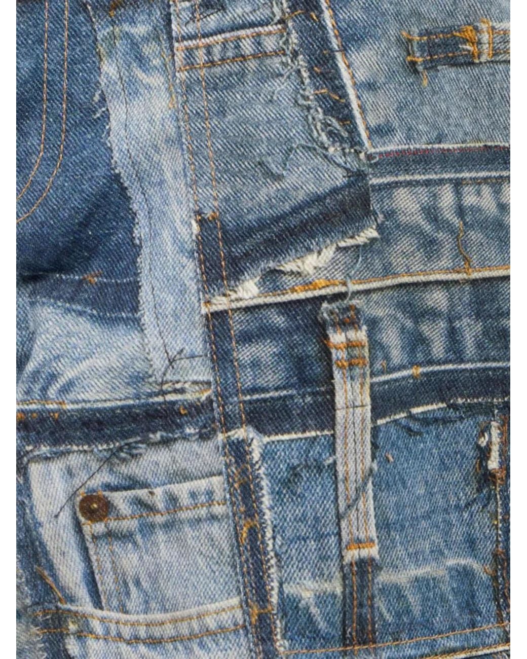 Roberto Cavalli Blue Patchwork Cargo Pants