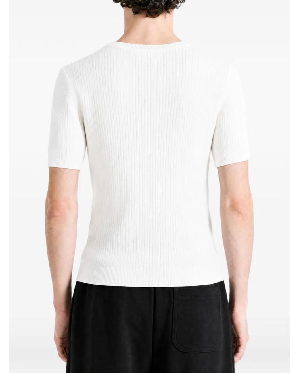 Polo Ralph Lauren White Ribbed-Knit Logo-Embroidered T-Shirt for men