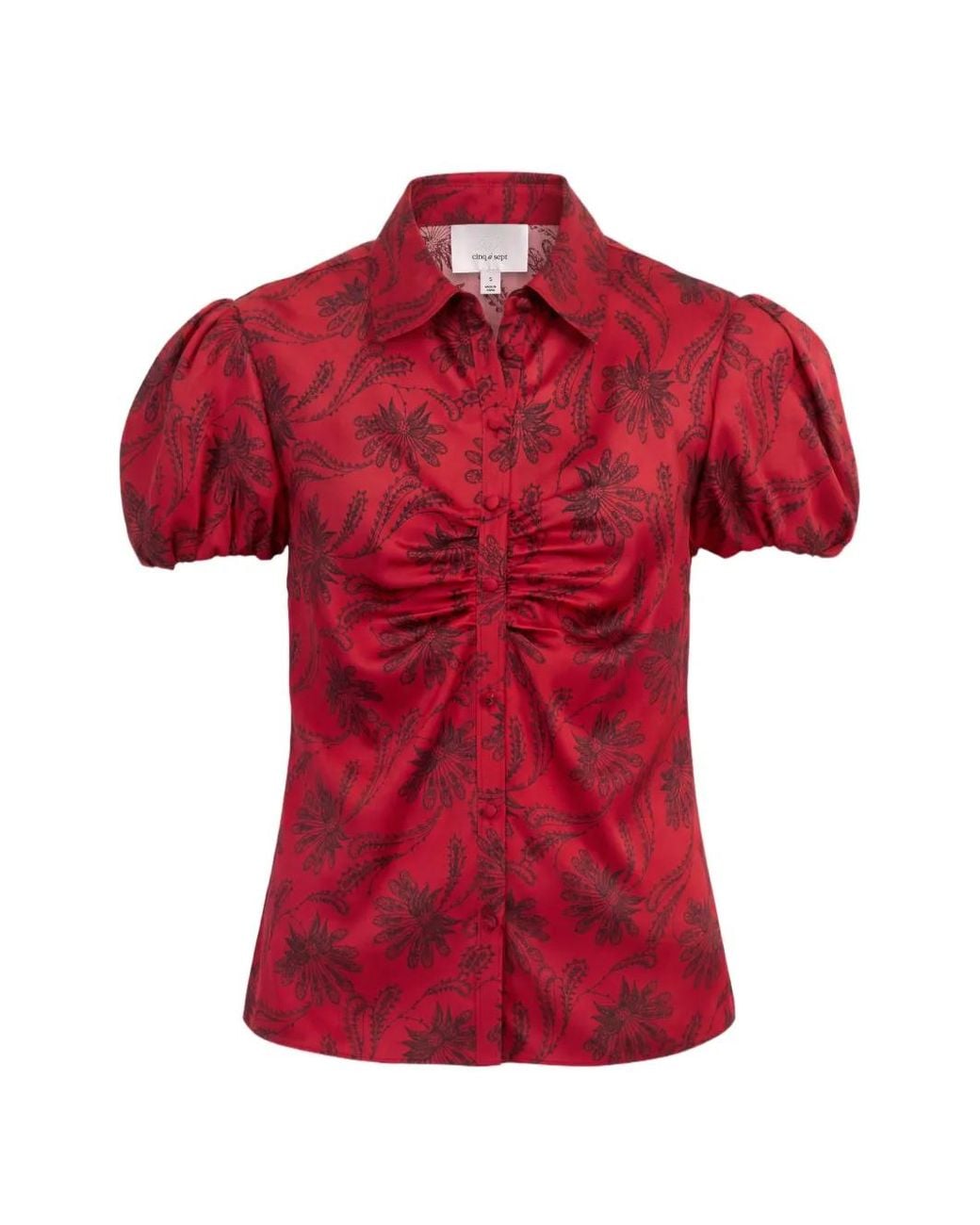 Cinq À Sept Red Solange Paisley Fan Top