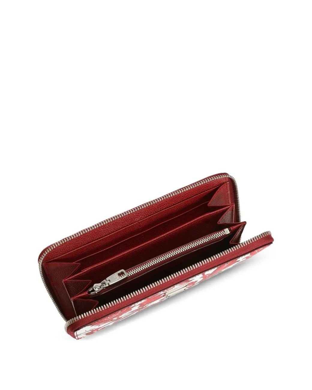 Dolce & Gabbana Red Majolica-Print Calfskin Wallet for men