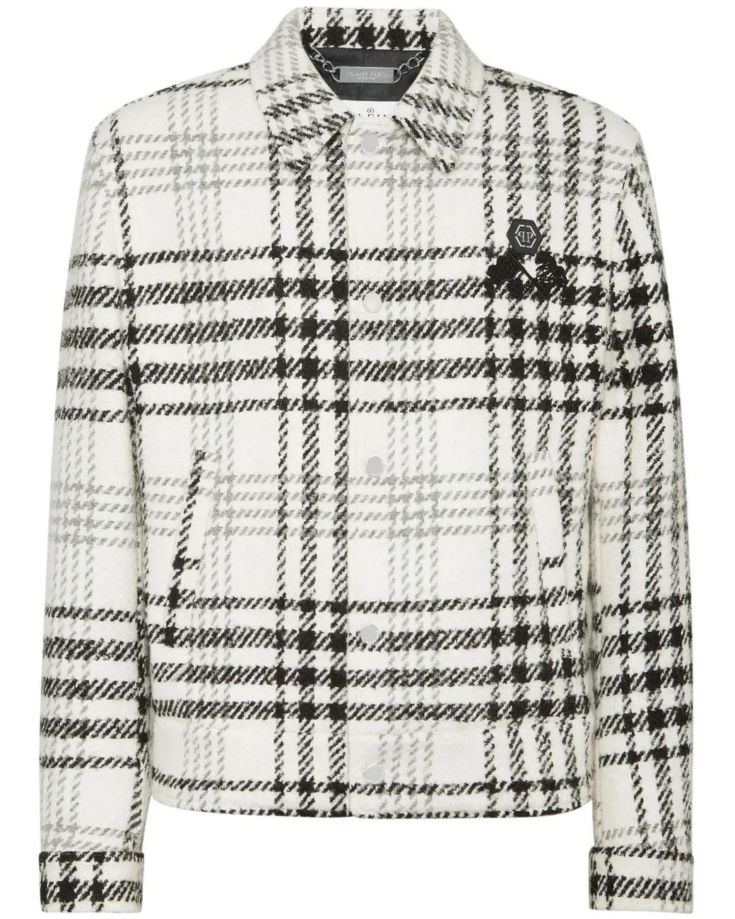 Philipp Plein Gray Checked Jacket for men