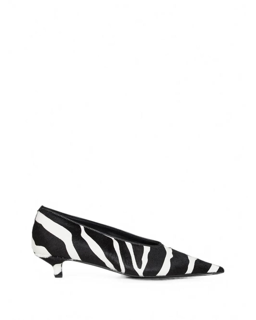 Totême White Zebra-Print Pony-Hair Heeled Pumps