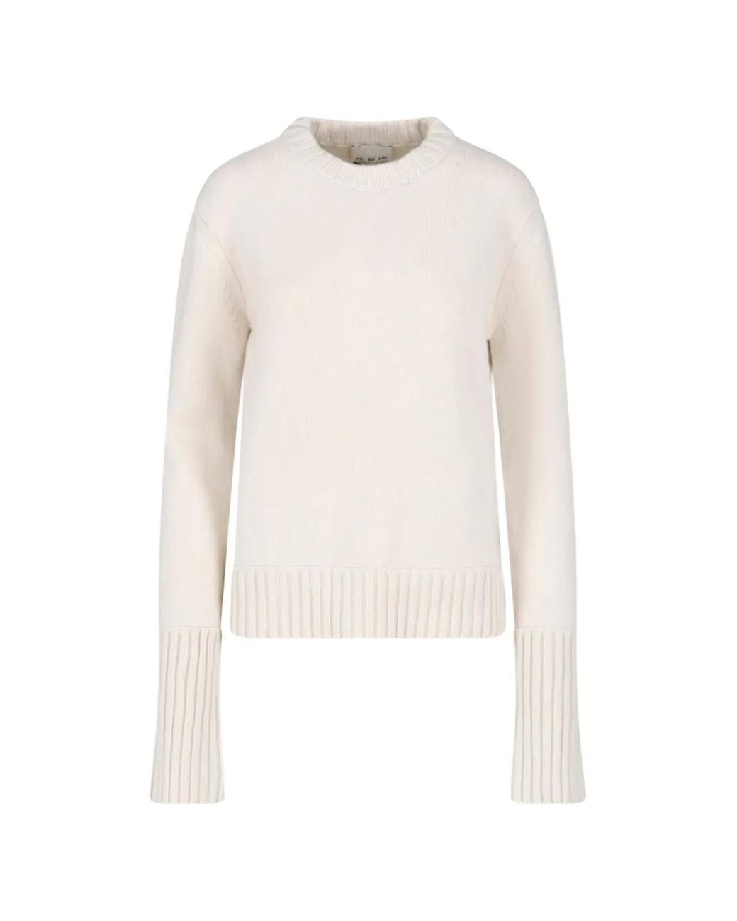 Sa Su Phi White Ribbed-Cuff Cashmere Sweater