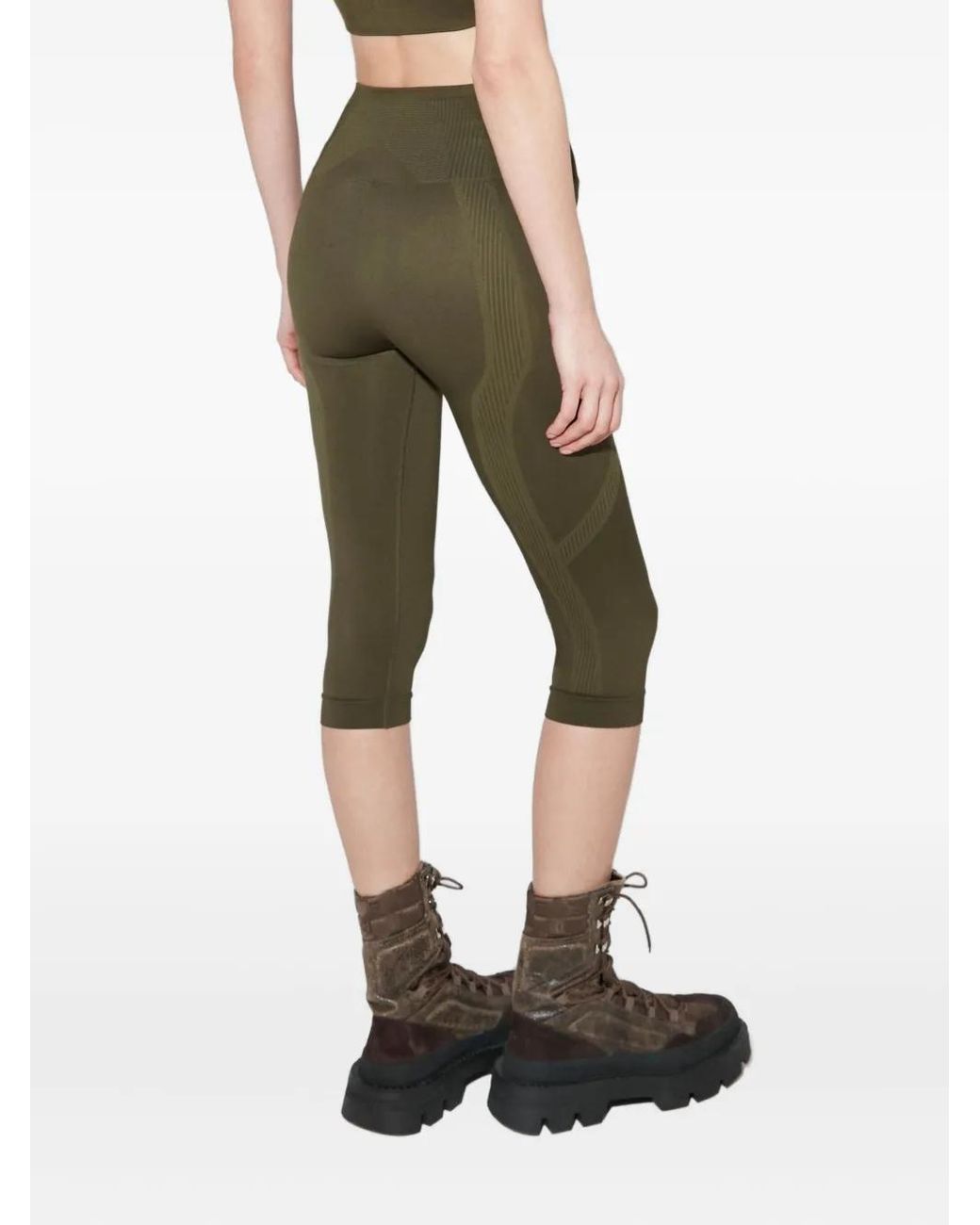 M I S B H V Green Jacquard Logo Striped Capri Leggings