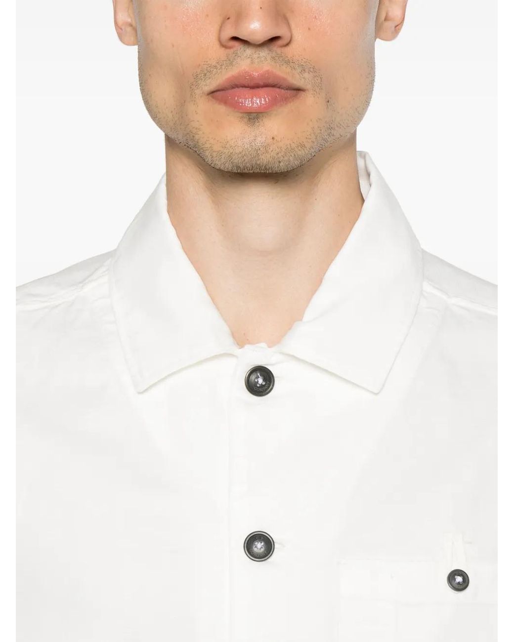 C P Company White Lens-Detailed Overshirt for men
