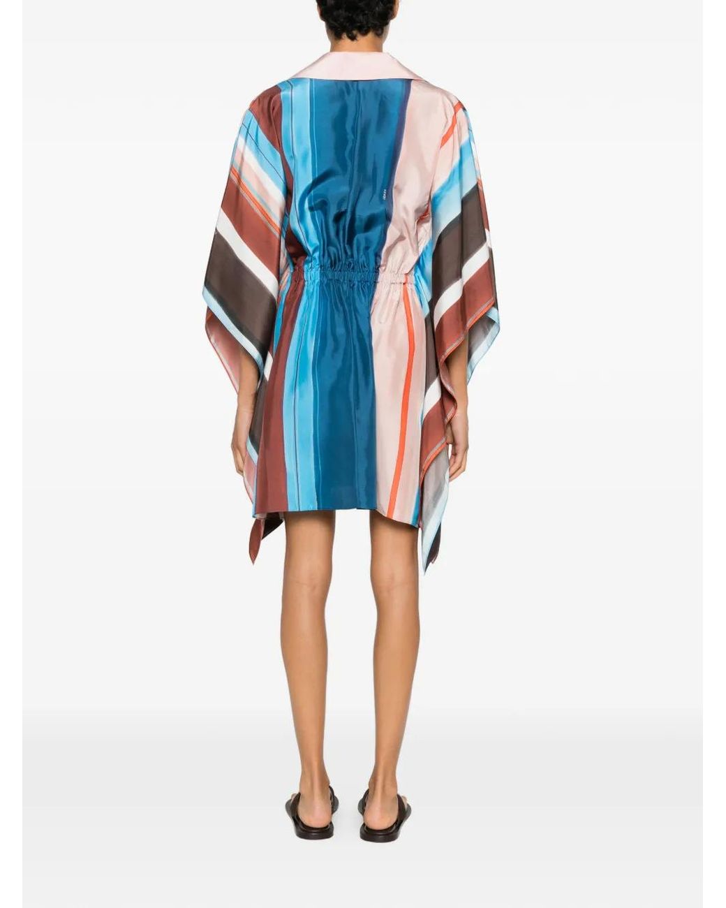 Fendi Blue Striped Silk Dress