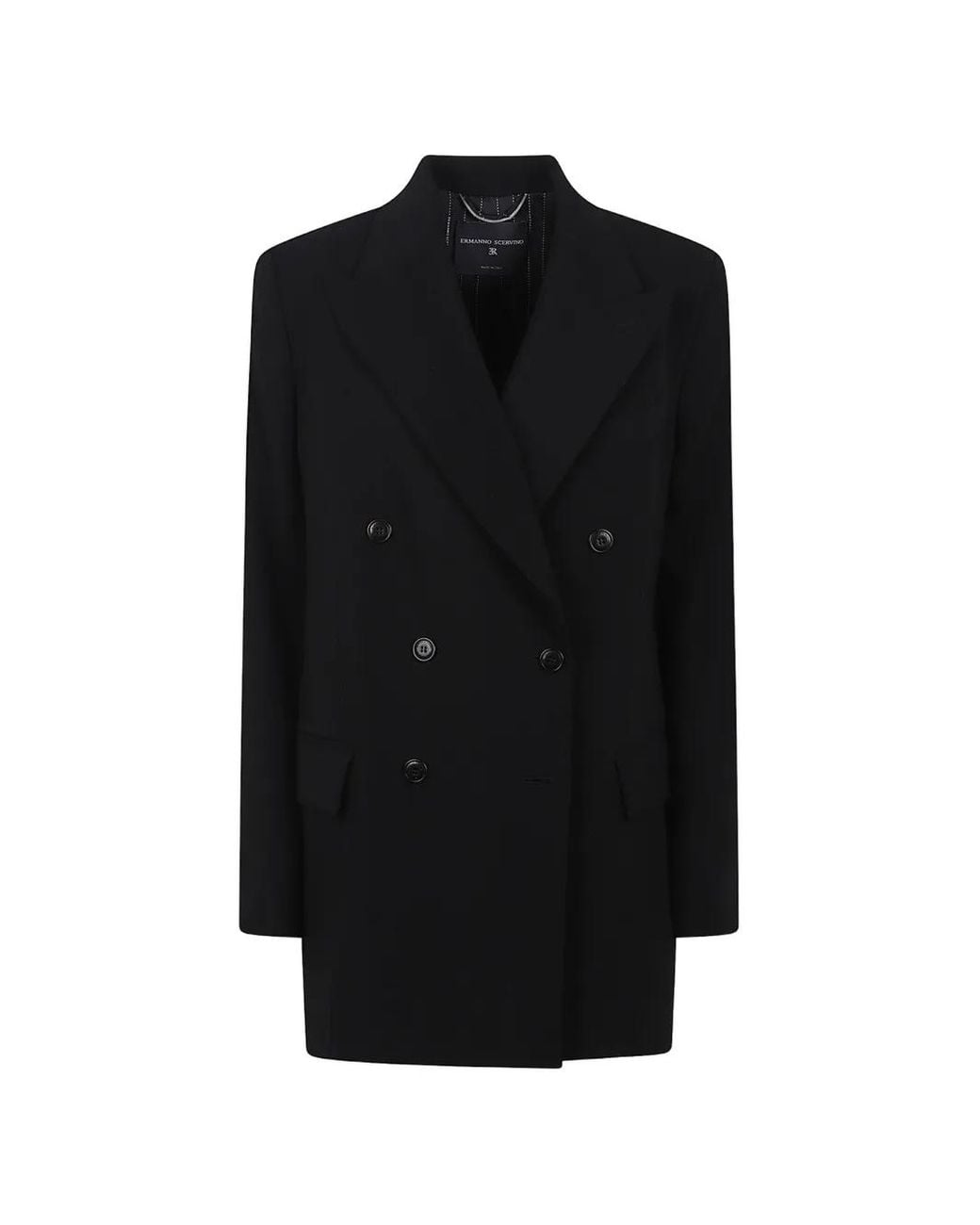 Ermanno Scervino Black Double-Breasted Peak-Lapel Jacket