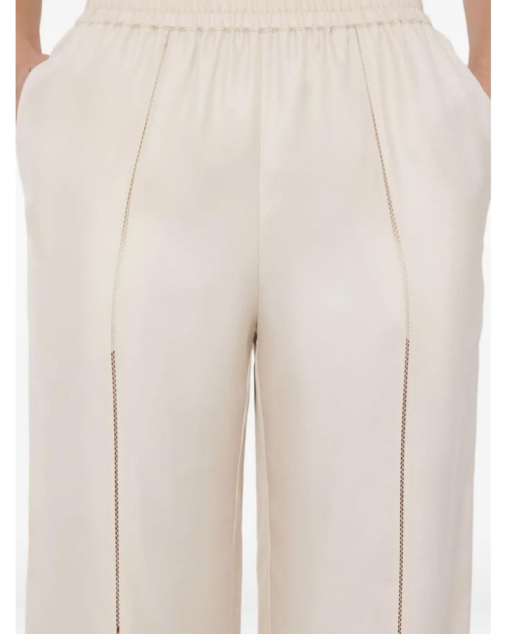 Loulou de Saison White Lars Lace-Stitch Trousers