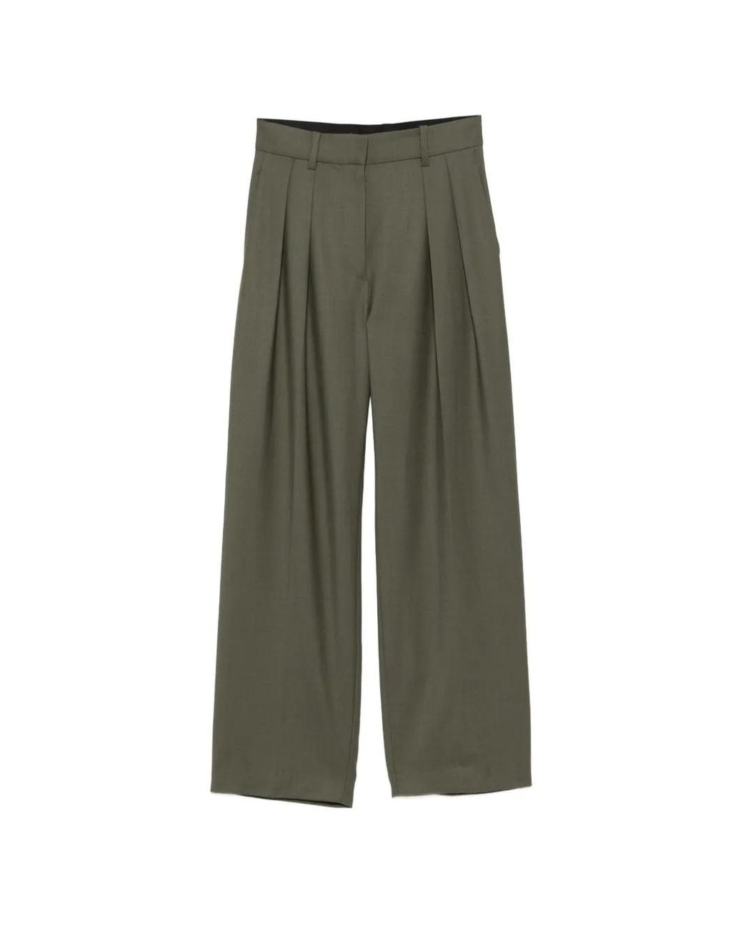 Maje Green Pleated-Waist Palazzo Pants