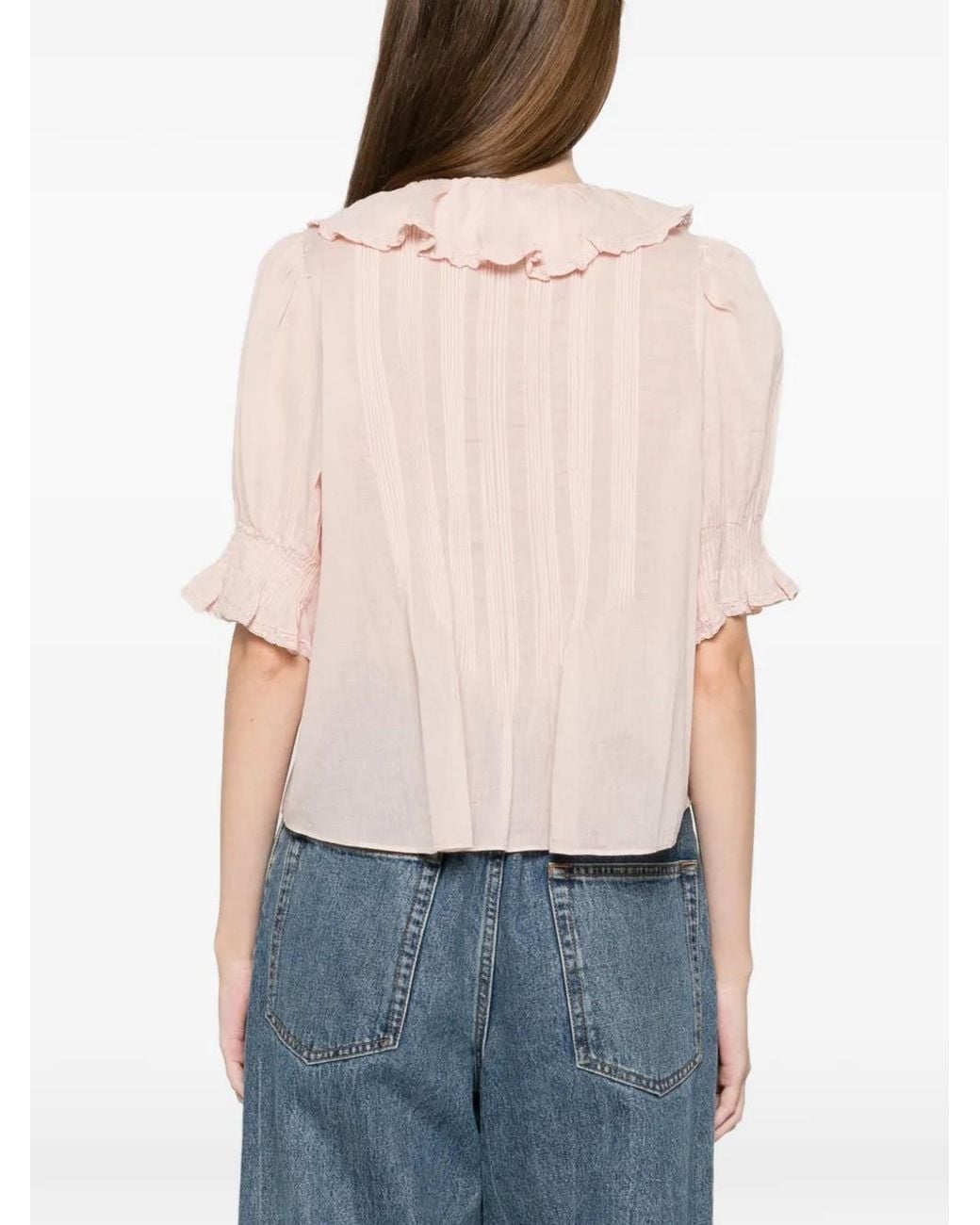 Doen Pink Henri Ruffled Top