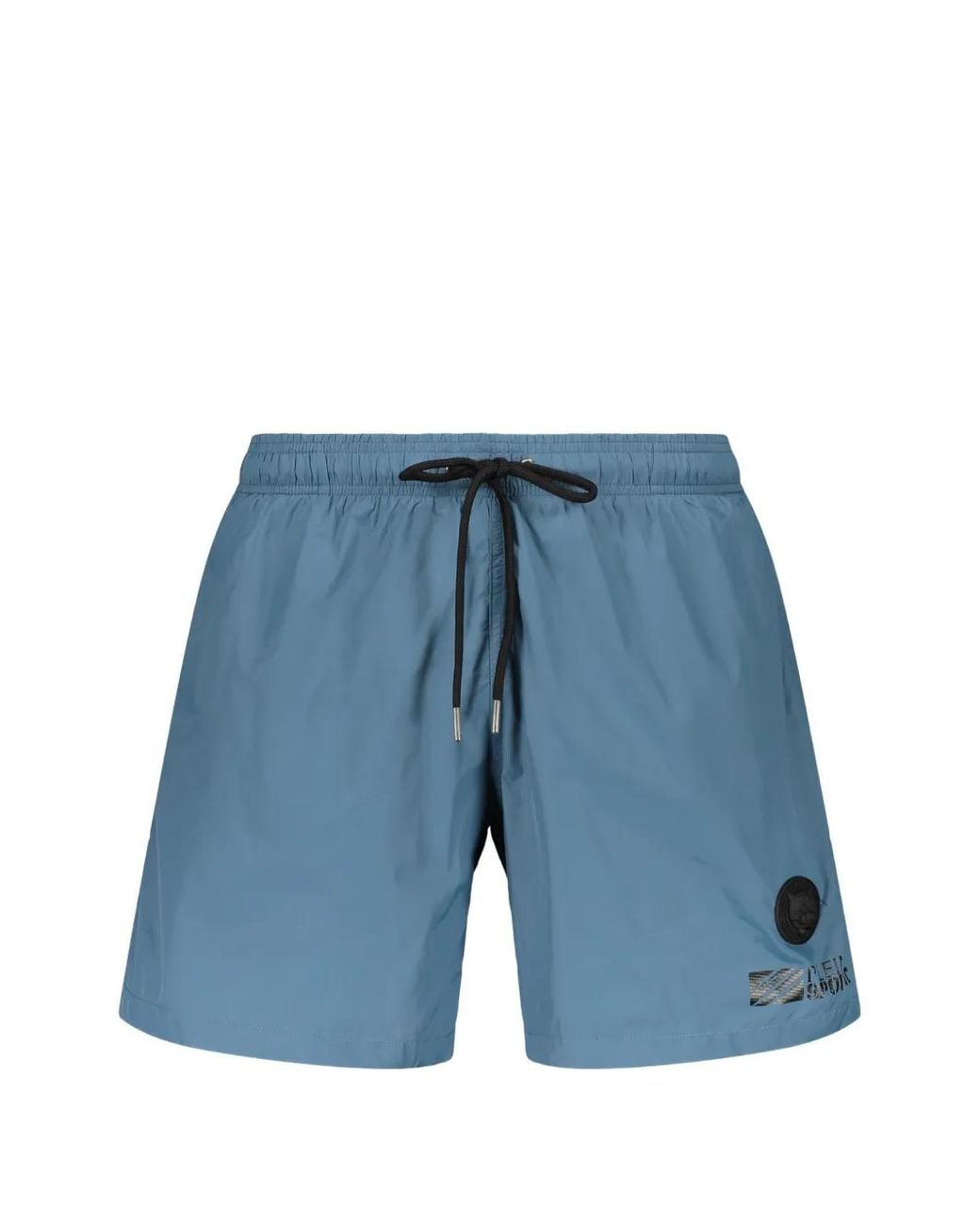Philipp Plein Blue Logo-Patch Drawstring Swim Shorts for men