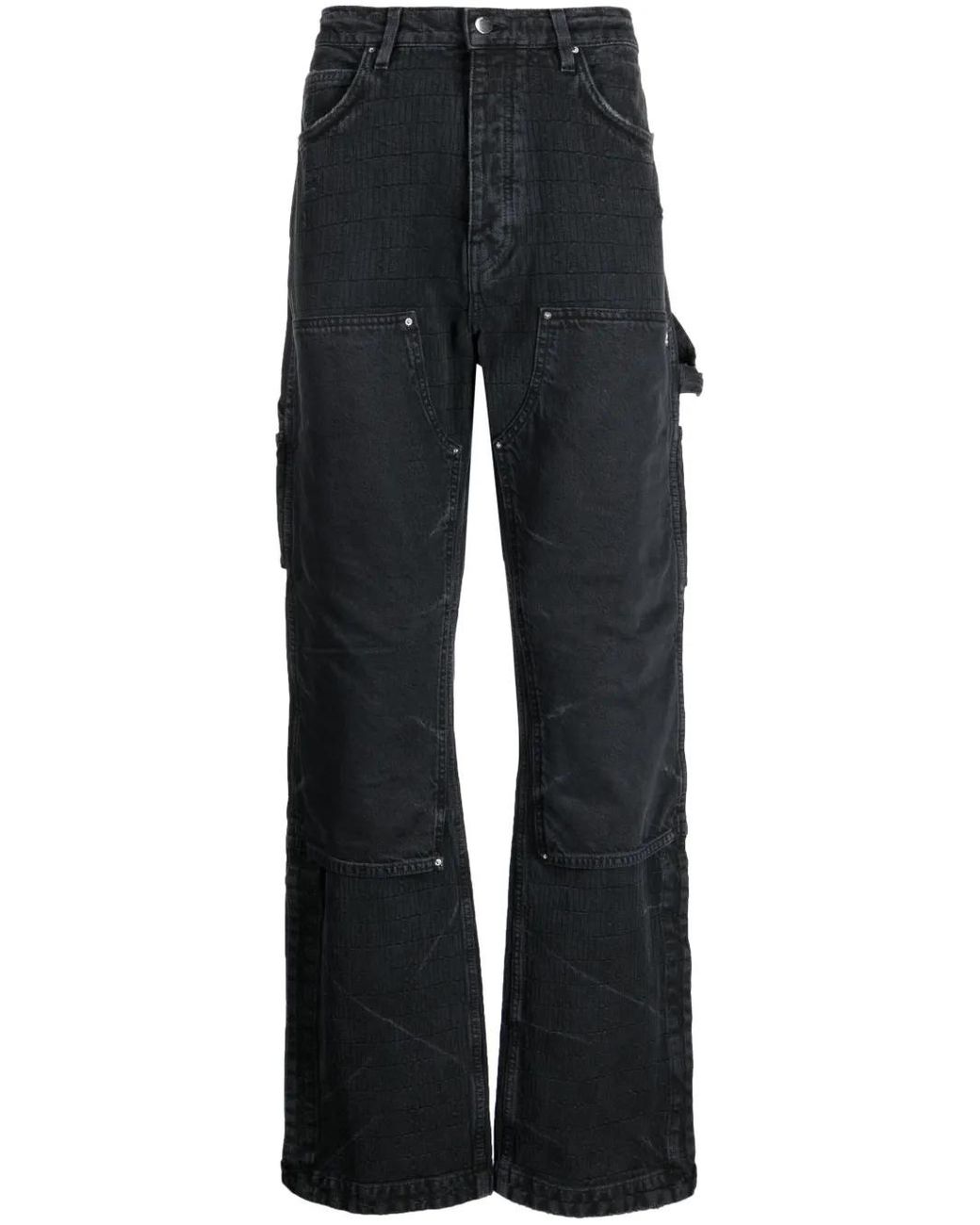 Amiri Blue Mid-Rise Straight-Leg Jeans for men