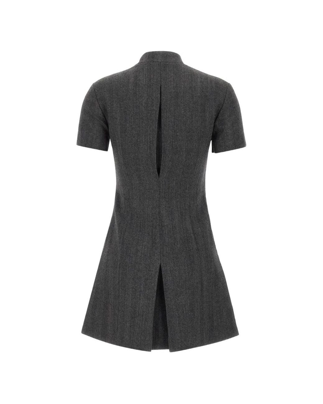 Coperni Black Herringbone-Pattern Asymmetrical-Closure Mini Dress