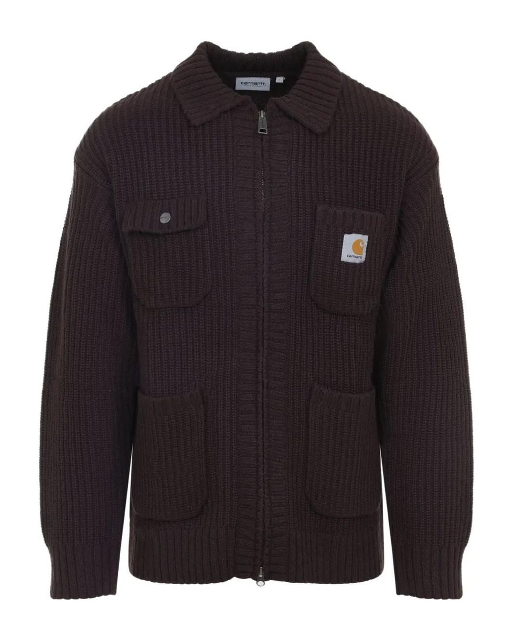 Carhartt Blue Ribbed Zip-Up Cardigan for men