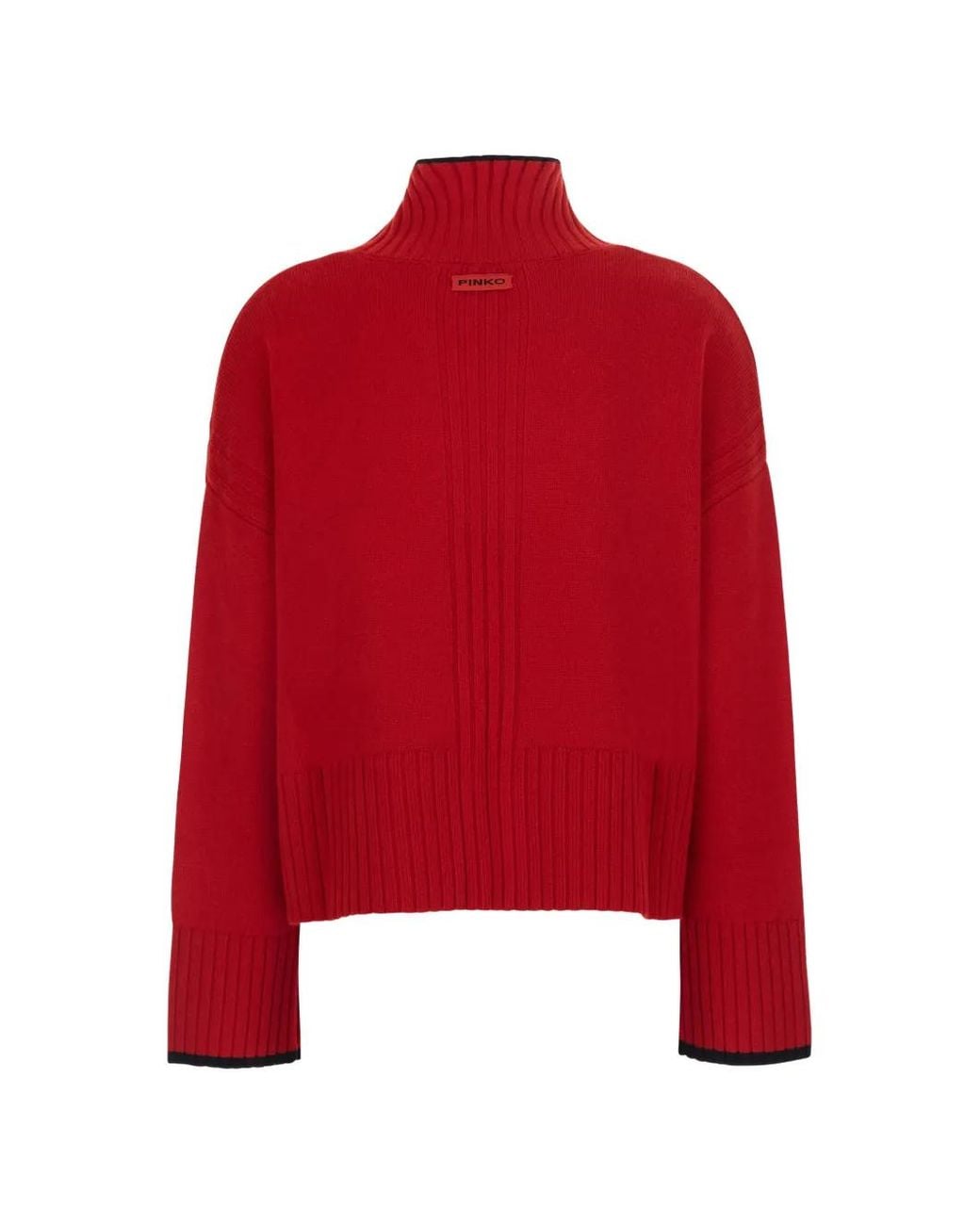 Pinko Red Falkland Wool And Cashmere Turtleneck Sweater