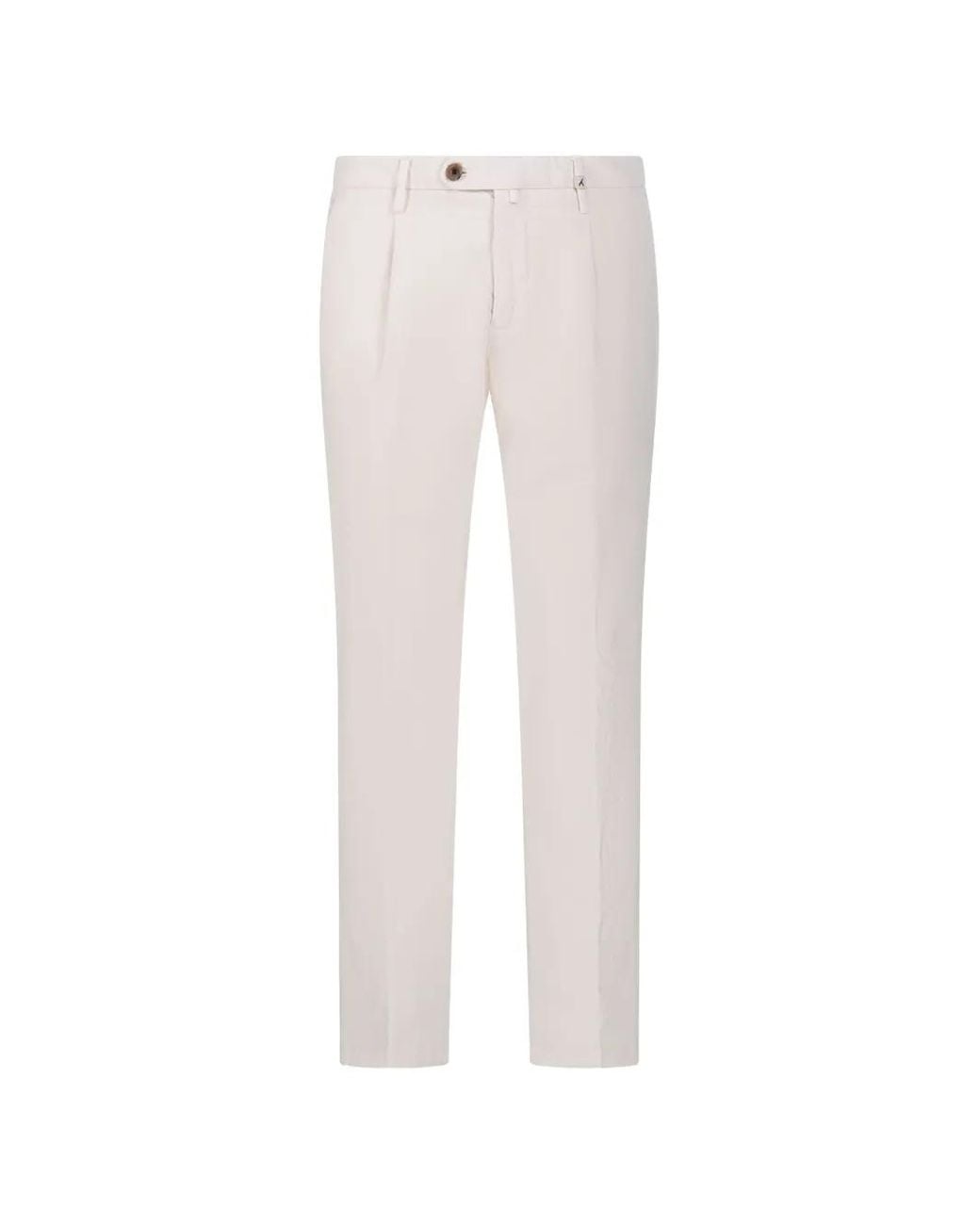 Myths White Pleated Straight-Leg Trousers for men